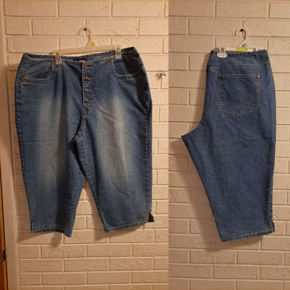 L.A. blues Vintage Y2K blue stretch capri pants, 24W